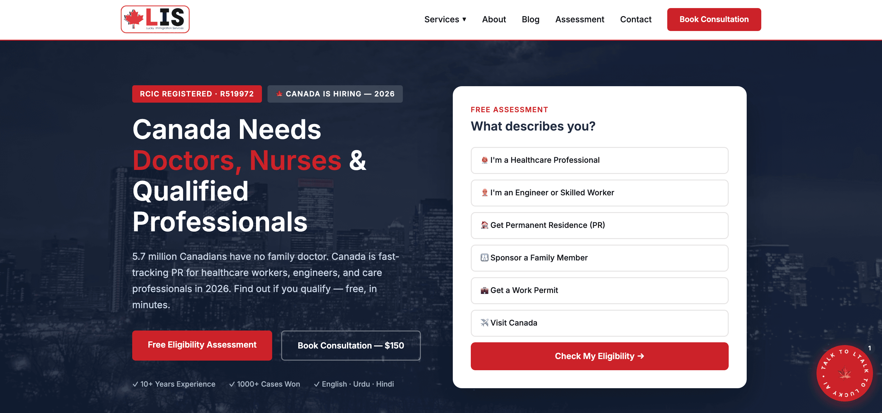 Lucky Immigration Services website